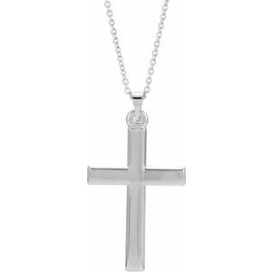 14K White Gold 24.5 X 16.5 Mm 18 In Polished Cross Necklace