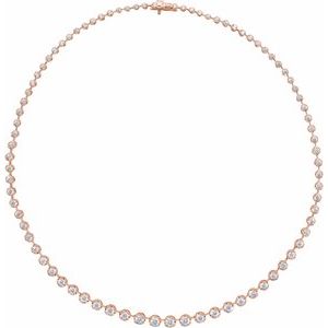 14K Rose Gold Round G-H Si 6 3/4 Ctw Lab-Grown Diamond Line Necklace, Length: 16 In