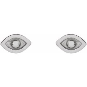 14K White Gold Evil Eye Earrings