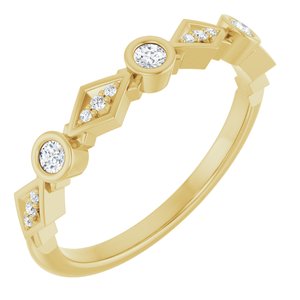 14K Yellow Gold Natural Diamond Round 2 Mm Natural Diamond Polished 1/8 Ctw Natural Diamond Anniversary Band Size 7