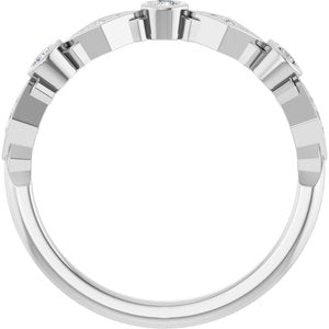 14K White Gold Natural Diamond Round 2 Mm Natural Diamond Polished 1/8 Ctw Natural Diamond Anniversary Band Size 7