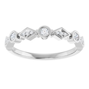 14K White Gold Natural Diamond Round 2 Mm Natural Diamond Polished 1/8 Ctw Natural Diamond Anniversary Band Size 7