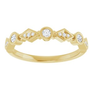 14K Yellow Gold Natural Diamond Round 2 Mm Natural Diamond Polished 1/8 Ctw Natural Diamond Anniversary Band Size 7