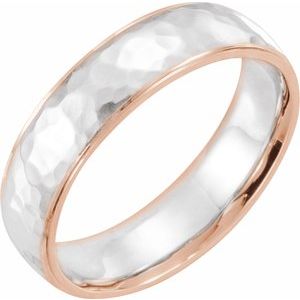 14K Yellow Or White Or Rose Gold 6 mm Stepped-Edge Comfort-Fit Half Round Band