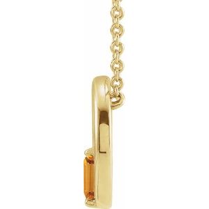 14K Yellow Gold Straight Baguette 4 X 2 Mm  Natural Citrine Circle Baguette Necklace, Length: 18 In