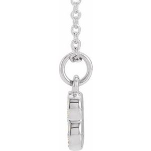 14K White Gold Numeral 3 Round .95 Mm H+ I1 .04 Ctw Natural Diamond Pave Petite Number Adjustable Necklace, Length: 18 In