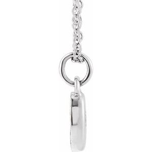 14K White Gold Numeral 0 Round 1 Mm H+ I1 .04 Ctw Natural Diamond Pave Petite Number Adjustable Necklace, Length: 18 In