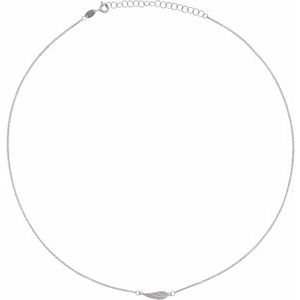 14K White Gold 16.7 X 4.5 Mm 16-18 In Polished Angel Wing Necklace