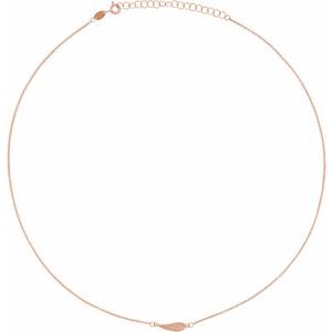 14K Rose Gold 16.7 X 4.5 Mm 16-18 In Polished Angel Wing Necklace