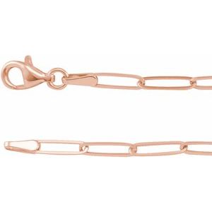 14K Yellow Or White Or Rose Gold Or Sterling Silver 2.6 mm Lobster Clasp Polished Paperclip-Style Chain