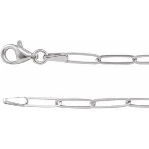 14K Yellow Or White Or Rose Gold Or Sterling Silver 2.6 mm Lobster Clasp Polished Paperclip-Style Chain