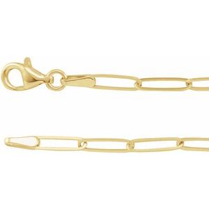 14K Yellow Or White Or Rose Gold Or Sterling Silver 2.6 mm Lobster Clasp Polished Paperclip-Style Chain