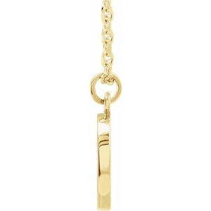 14K Yellow Gold  Peace Symbol Necklace, Length: 18 In