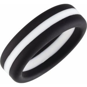 Black With White Stripe Silicone 8 Mm Dome Comfort Fit Band