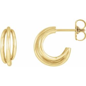 14K Yellow Gold Multi- Layer Metal Hoop Earrings