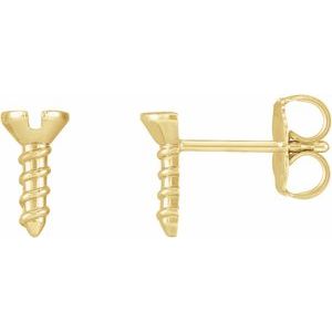 14K Yellow Gold Hardware Screw Earrings