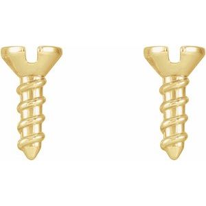 14K Yellow Gold Hardware Screw Earrings