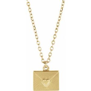 14K Yellow Gold 8 X 6.25 Mm 16-18 In Polished Envelope Necklace