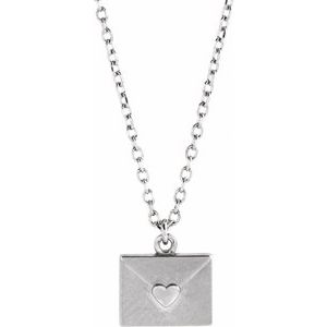 Sterling Silver 8 X 6.25 Mm 16-18 In Polished Envelope Necklace