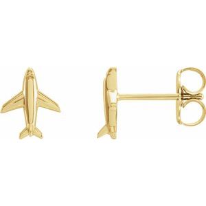 14K Yellow Gold 8.32 X 6.94 Mm Pair Friction Back Polished Airplane Earrings
