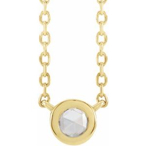 14K Yellow Gold Round 3Mm Ghi Vs/Si1 .06 Ctw Rosecut Natural Diamond Solitaire Bezel-Set Necklace, Length: 18 In
