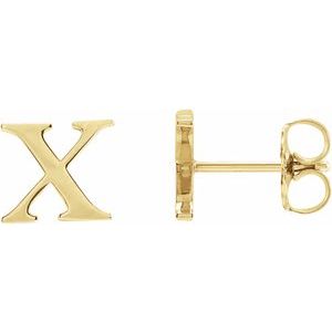 14K Yellow Gold Single Roman Numeral X Earring