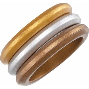 Metallic-Colored Silicone 2.5 Mm Comfort-Fit 3 Stackable Bands Size 8