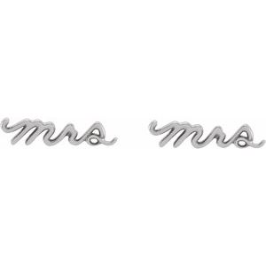 Sterling Silver 12 X 2.81 Mm Pair Friction Back Included Polished Mrs Stud Earrings