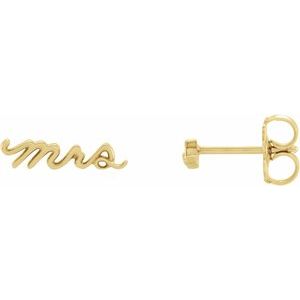 14K Yellow Gold 12 X 2.81 Mm Pair Friction Back Polished Mrs Stud Earrings