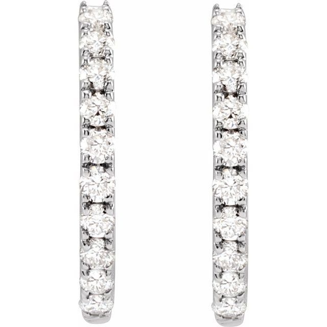 14K Yellow Or White Gold Round Si1-Si2, Gh Hinged Polished Lab-Grown Diamond Hoop Earrings
