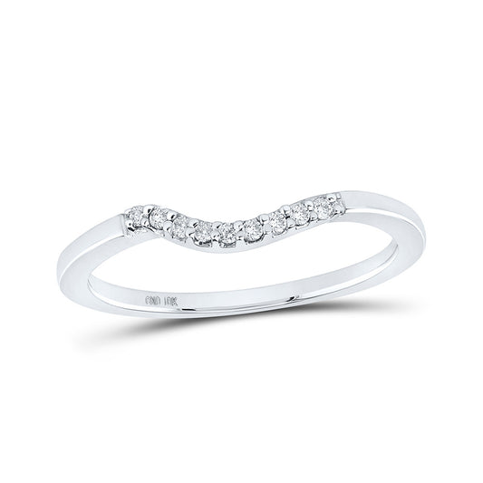 10K White Gold Womens Round Diamond Contoured Solitaire Enhancer Wedding Band 1/20 Cttw, Womens Size: 5-10