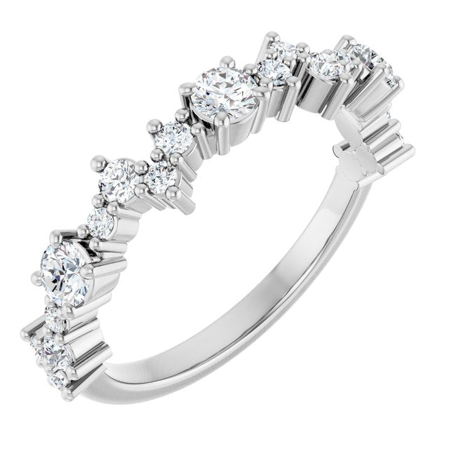 14K White Gold Round 3 Mm Polished 1/2 Ctw Lab-Grown Diamond Anniversary Band, Size 7