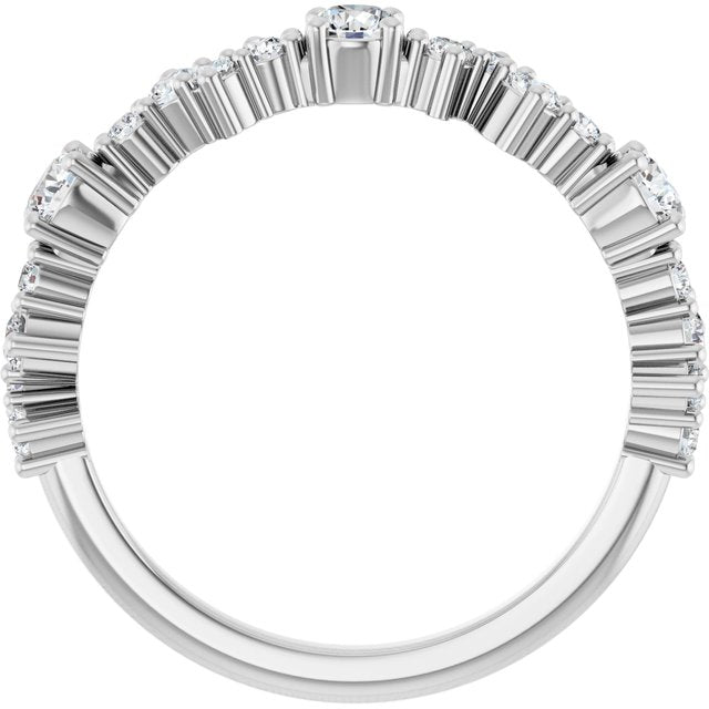 14K White Gold Round 3 Mm Polished 1/2 Ctw Lab-Grown Diamond Anniversary Band, Size 7
