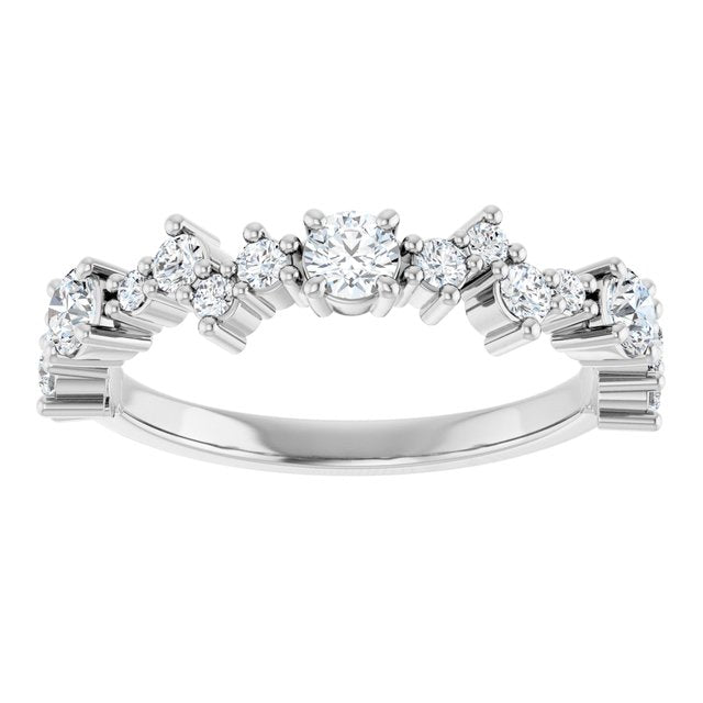 14K White Gold Round 3 Mm Polished 1/2 Ctw Lab-Grown Diamond Anniversary Band, Size 7