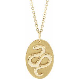 14K Yellow Gold  Oval Snake Necklace, Length: 18 In