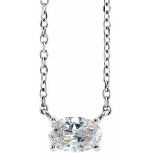 14K White Gold Oval 5 X 3.5Mm Gh Si1-Si2 1/4 Ctw Lab-Grown Diamond Solitaire Necklace, Length: 18 In