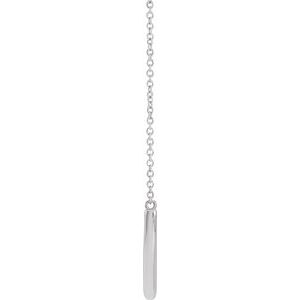 14K White Gold 22.2 X 9.3 Mm 18 In Polished Curved Bar Necklace