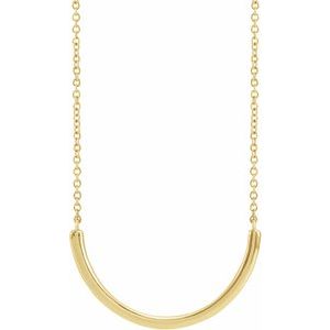 14K Yellow Gold 22.2 X 9.3 Mm 18 In Polished Curved Bar Necklace