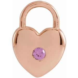 14K Rose Gold Round 2 Mm Natural Pink Sapphire Heart Lock Pendant