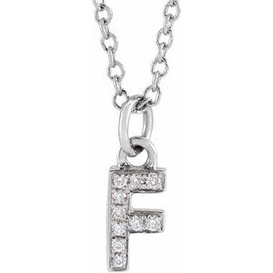 14K White Or Rose Gold 0.95 Mm 0.04 Ctw 16-18 In Polished Round Natural Diamond Petite Initial Necklace