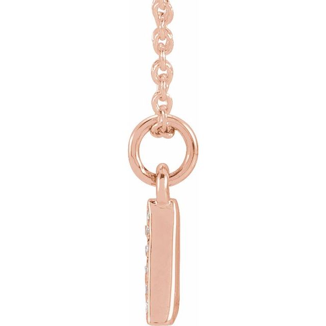 14K Rose Gold Round .85 Mm I1, H+  16-18 In Polished .05 Ctw Natural Diamond Petite Initial A Necklace