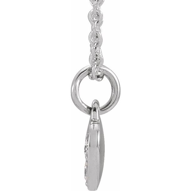 14K White Gold Round I1, H+ 16-18 In Polished .06 Ctw Natural Diamond Petite Heart Necklace