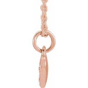 14K Rose Gold Round H+ I1 .06 Ctw Natural Diamond Petite Heart Necklace, Length: 18 In