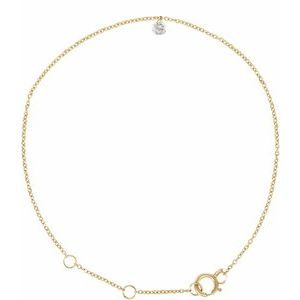 14K Yellow Gold Natural Diamond Round 3.5 Mm 9 In I1, G-H Polished 1/6 Ct Natural Diamond Solitaire Anklet
