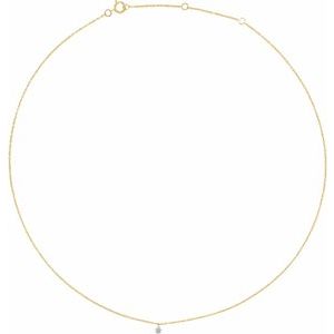 14K Yellow Gold Round 3.5Mm G-H I1 1/6 Ct Natural Diamond Solitaire Adjustable Necklace, Length: 18 In