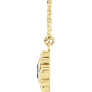 14K Yellow Gold Oval 4 X 3 Mm  Natural Tanzanite Bezel-Set Beaded Necklace, Length: 18 In