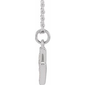 14K Yellow Or White Gold 0.95 Mm 0.06 Ctw 16-18 In Polished Round Natural Diamond Petite Initial Necklace