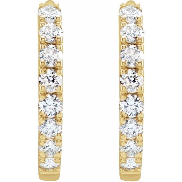 14K Yellow Or White Gold Round Si1-Si2, Gh Hinged Polished Lab-Grown Diamond Hoop Earrings
