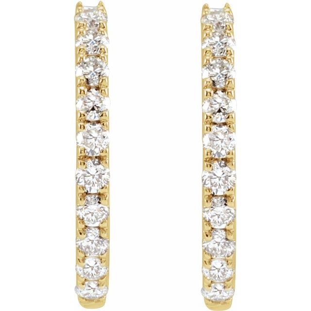 14K Yellow Or White Gold Round Si1-Si2, Gh Hinged Polished Lab-Grown Diamond Hoop Earrings