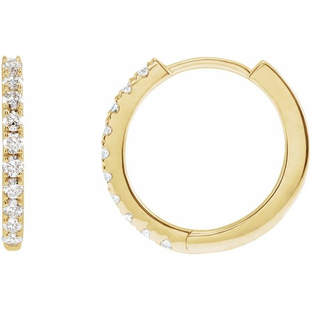 14K Yellow Or White Gold Round Si1-Si2, Gh Hinged Polished Lab-Grown Diamond Hoop Earrings